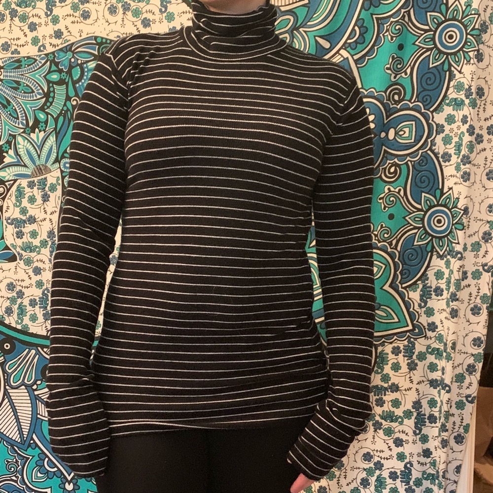 Black and White Stripped Turtle Neck